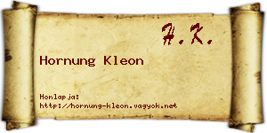 Hornung Kleon névjegykártya